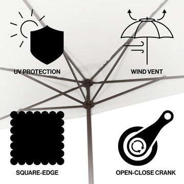 Sidney 9 ft. Classic MidCentury Rectangular Half Market Patio Umbrella